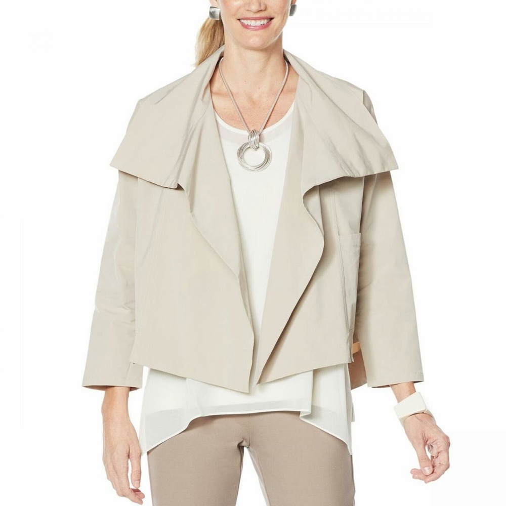 Wynne Layers | Cropped Trench Coat Lightweight Open Front Chic Utility Jacket